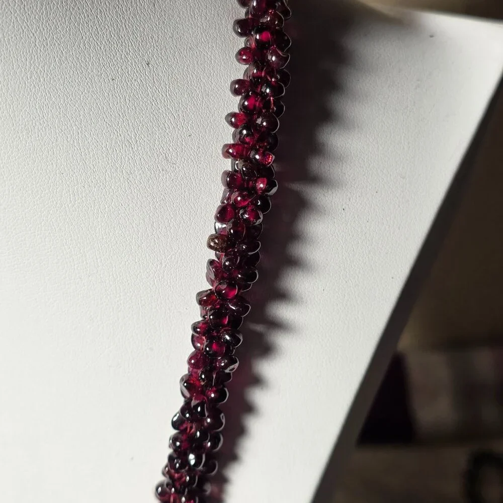 Black‎ Cherry Garnet Beaded Long Necklace 30